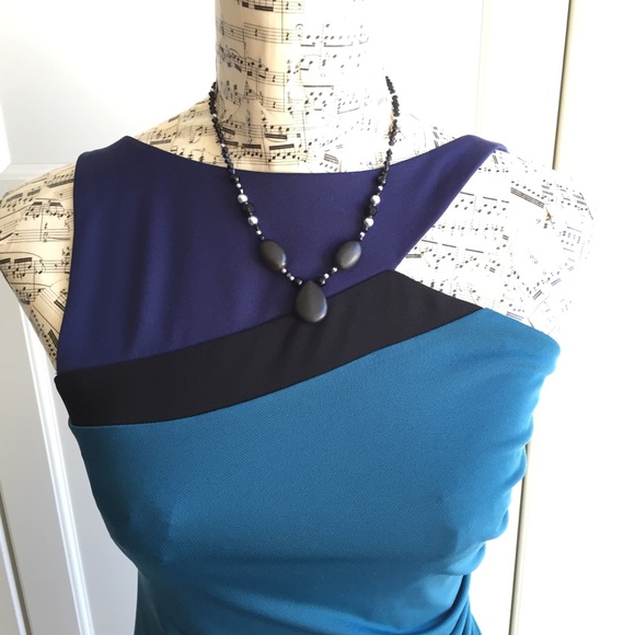 BCBGMaxAzria Blue Colorblock Dress - Picture 3 of 7